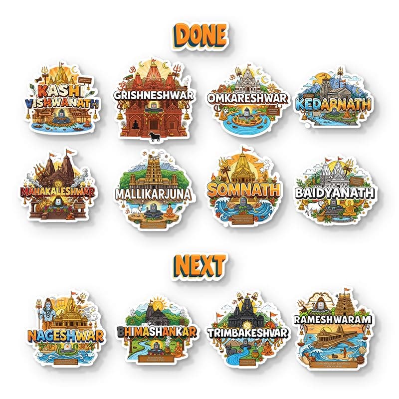 All 12 Jyotirlinga Fridge Magnet