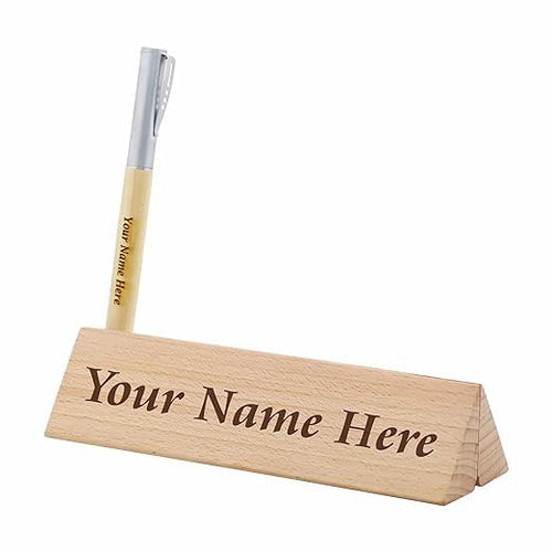 Gifteeng Personalised Desk Name Plate with Wooden Pen