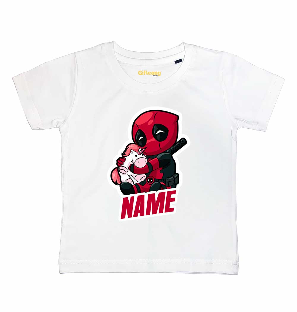 Customised Name Kids Deadpool Tshirts