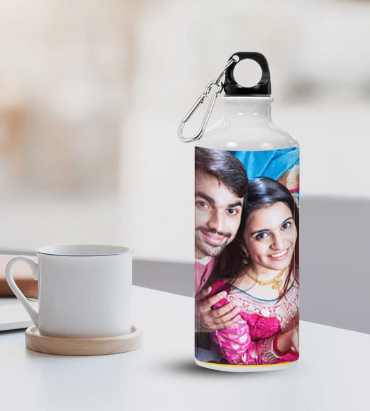 Gifteeng Customize Personalized Aluminum Sipper Water Bottle | Pack of 1 (650, Cylinderical, 1, Customised Sipper Water Bottle)