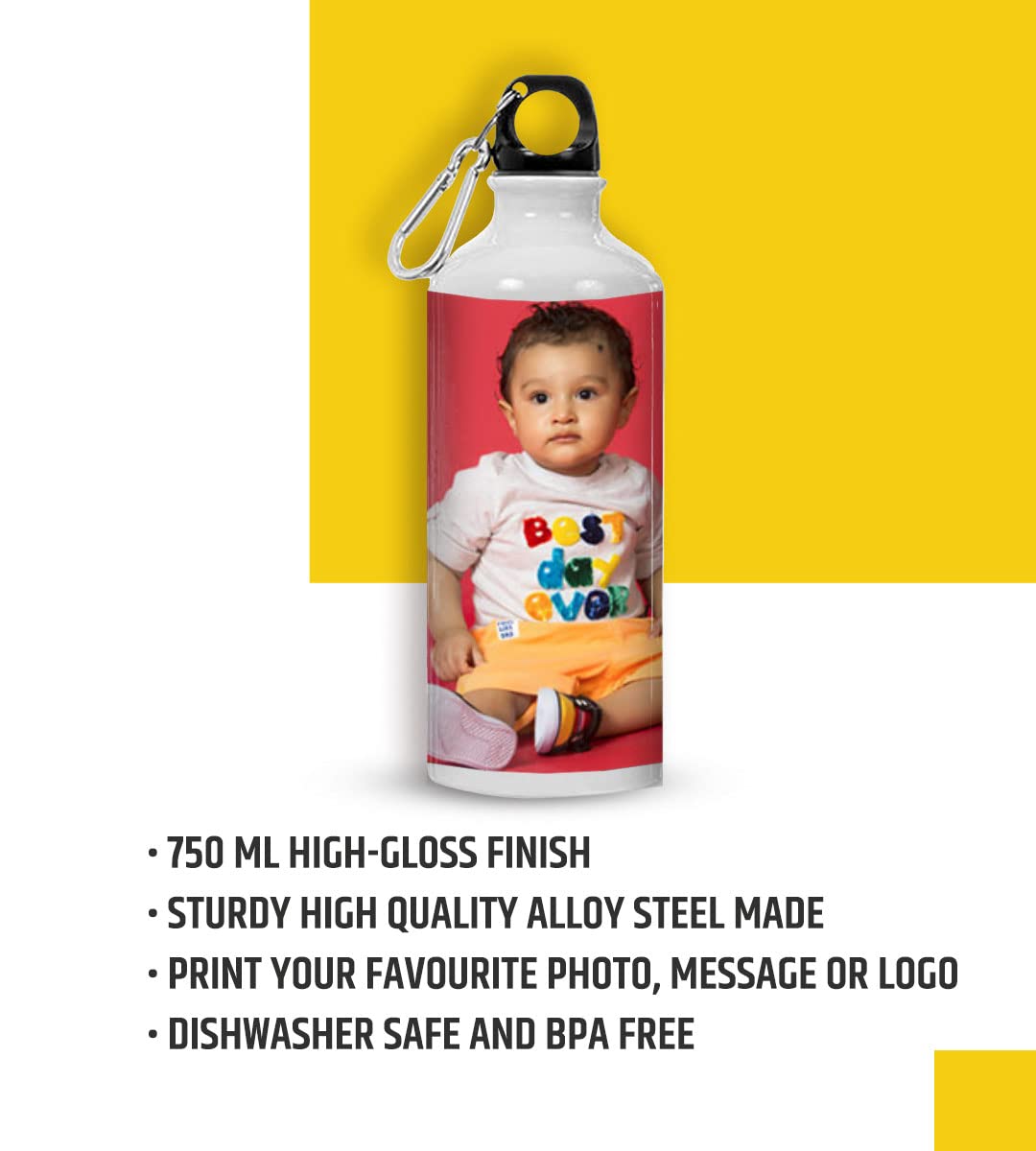 Gifteeng Customize Personalized Aluminum Sipper Water Bottle | Pack of 1 (650, Cylinderical, 1, Customised Sipper Water Bottle)