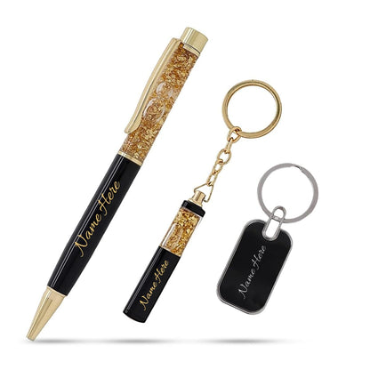 Customized Pen and Keychain (Set of 3) Gift Set with Name Engraving | Personalized Gifts for Men & Women | Corporate, Birthday, and Special Occasion Gift for Husband, Wife, Boyfriend, Brother