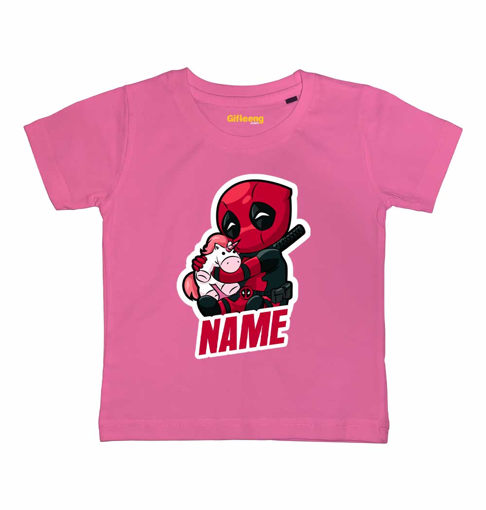 Customised Name Kids Deadpool Tshirts