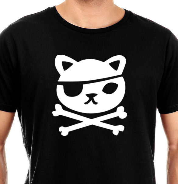 Pirate Cat Unisex Pure Cotton Round Neck Tshirt For Artist