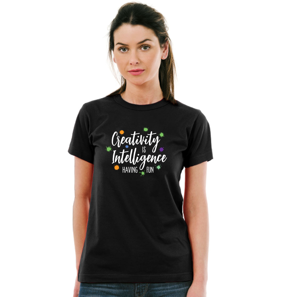 Creativity is Intelligence Unisex Pure Cotton Round Neck Tshirt For Artist