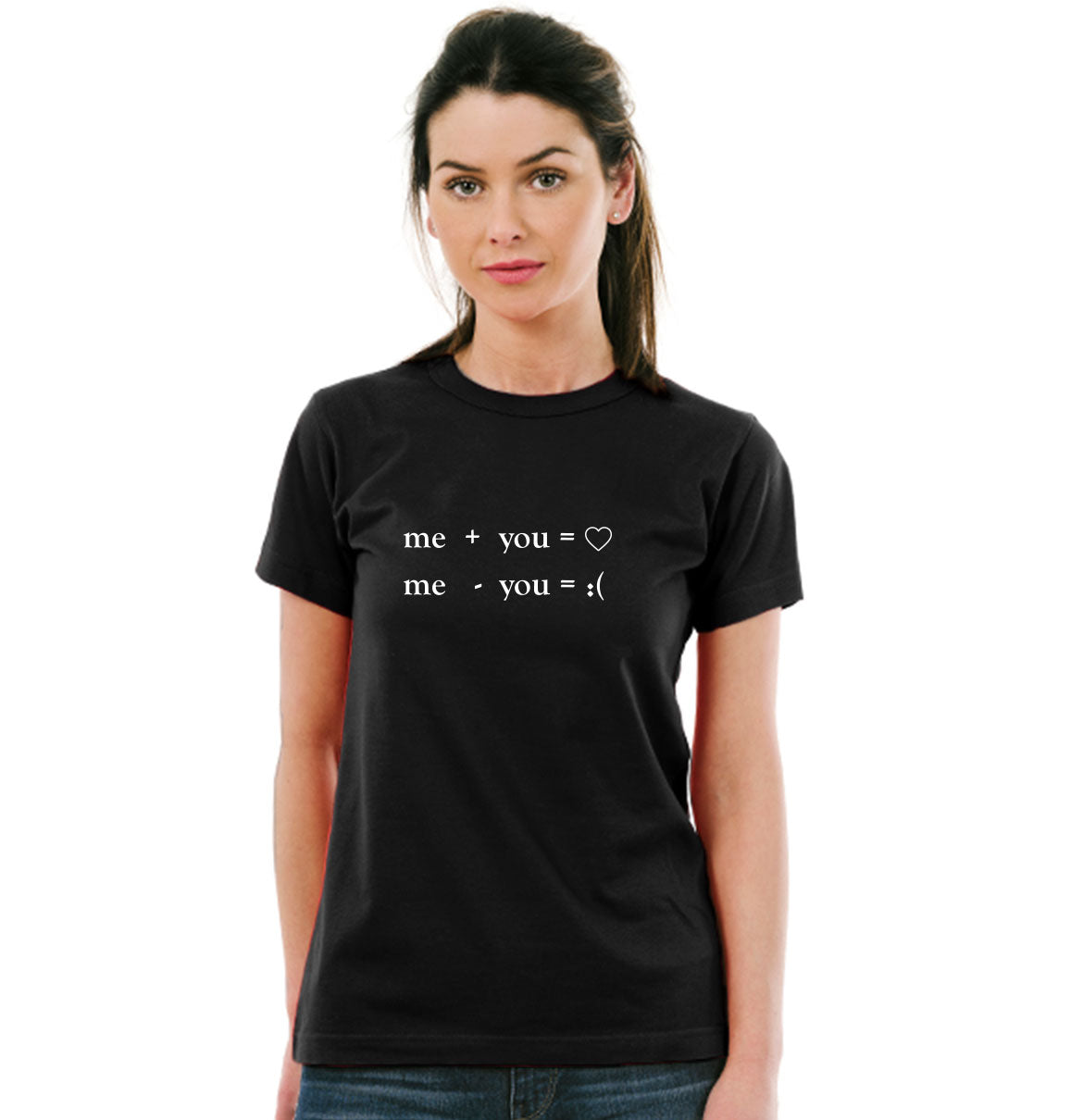 Me and you is happiness Pure Cotton Women Round Neck Tshirt