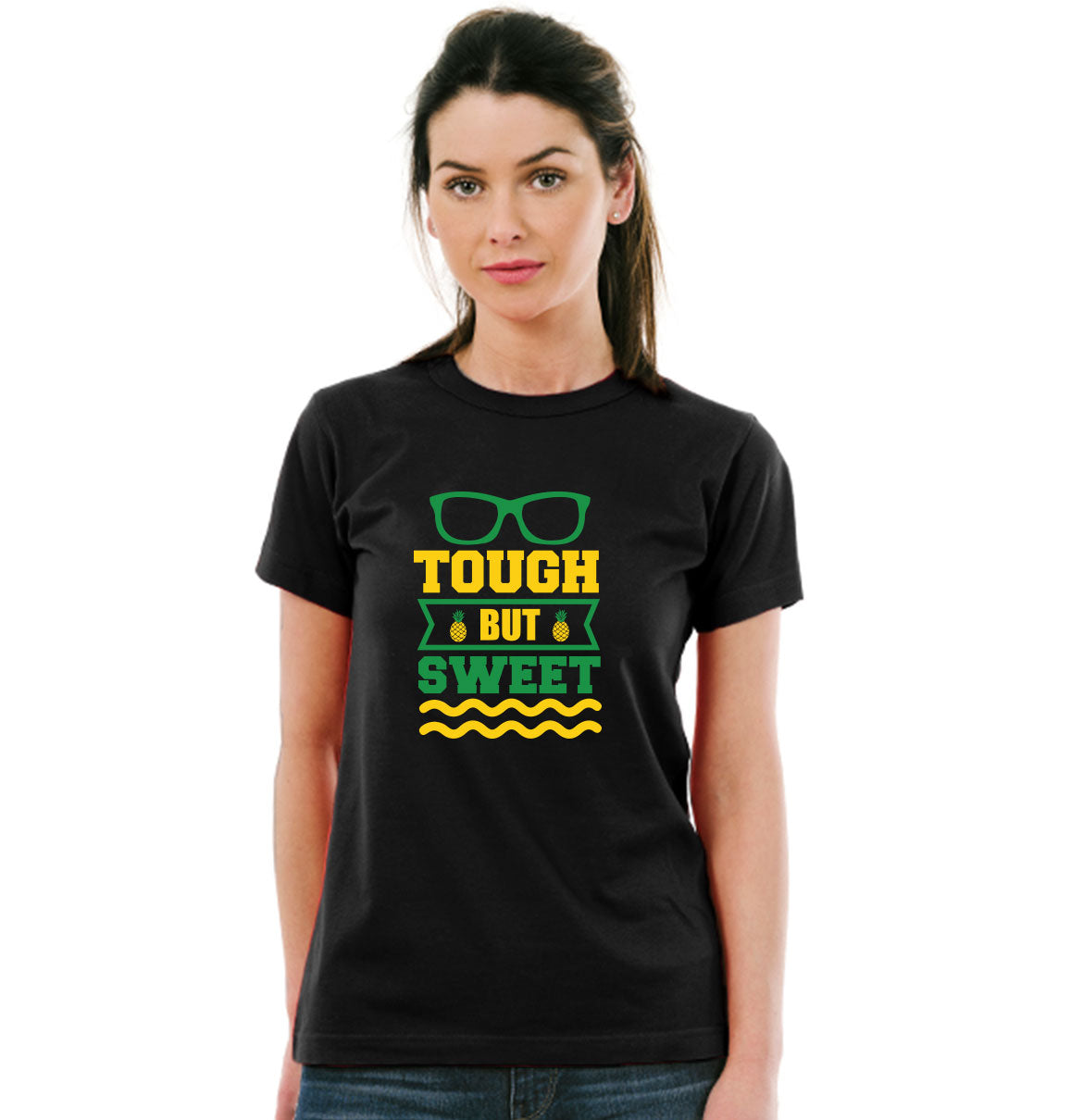 Tough But Sweet Pure Cotton Women Round Neck Tshirt