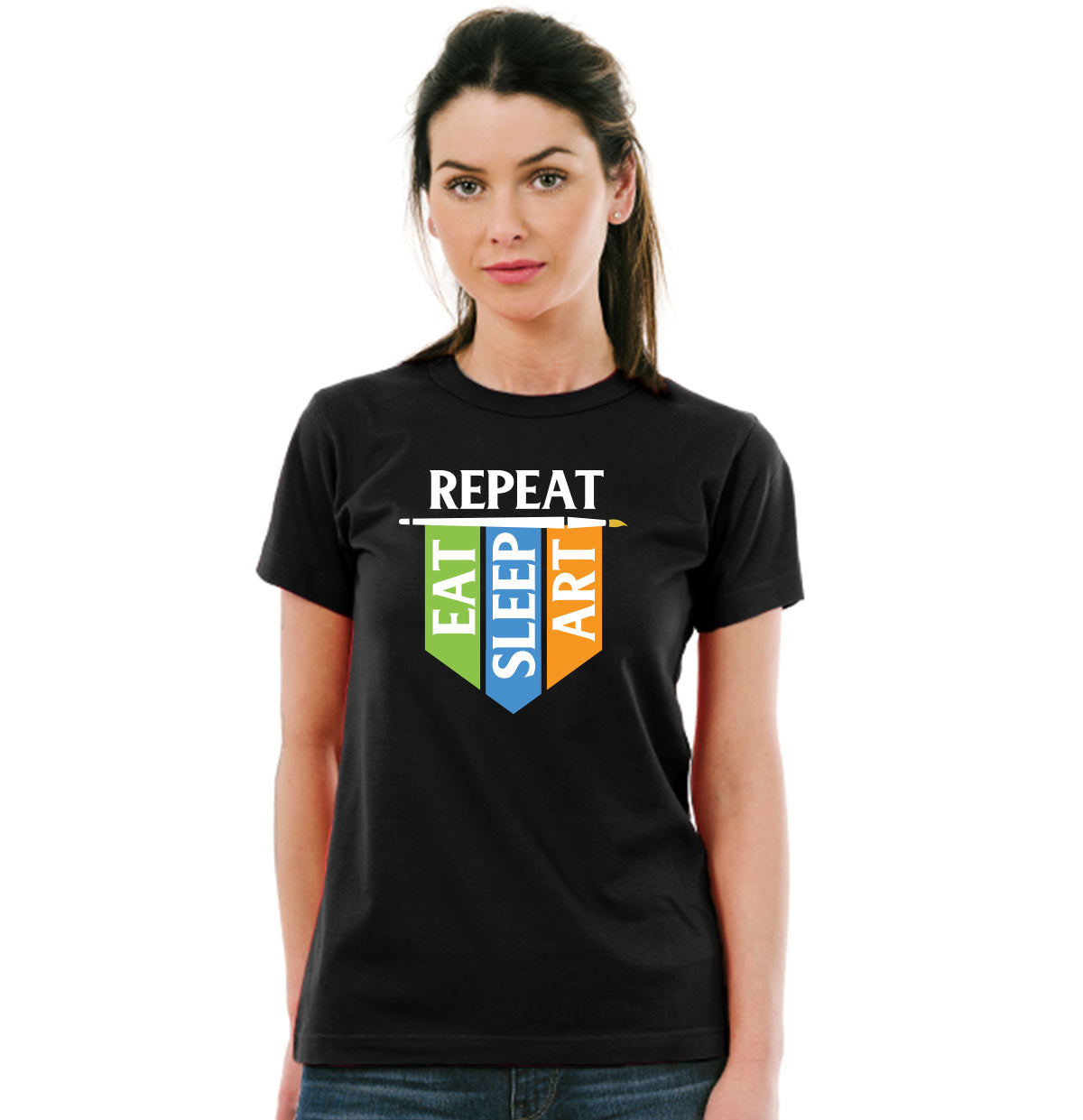 Eat Sleep Art Repeat Unisex Pure Cotton Round Neck Tshirt For Artist