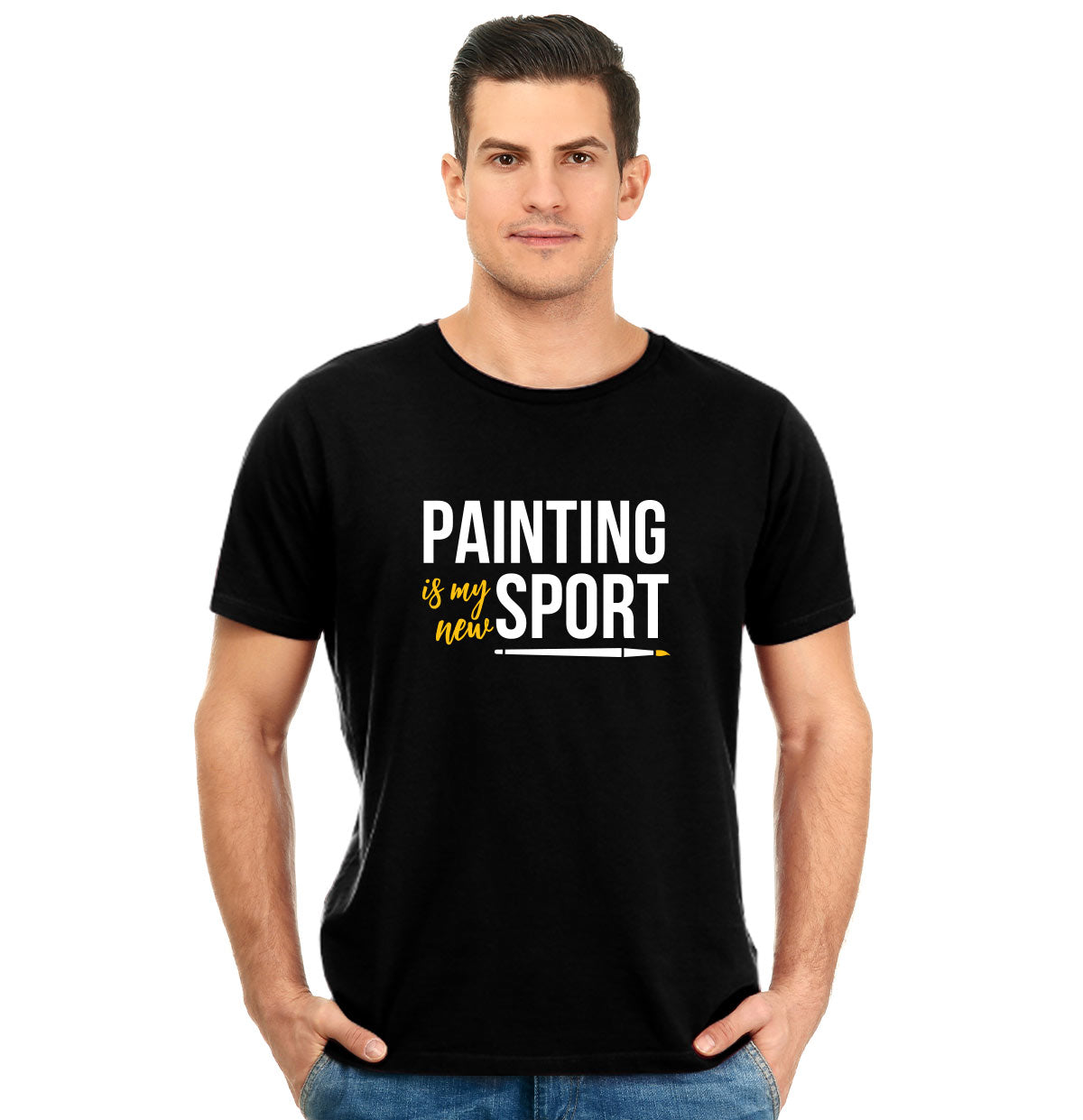 Painting is my new sport Unisex Pure Cotton Round Neck Tshirt For Artist