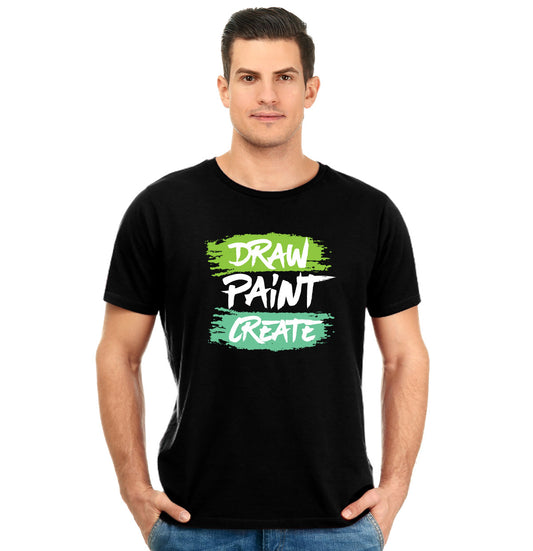 Draw Paint Create Unisex Pure Cotton Round Neck Tshirt For Artist