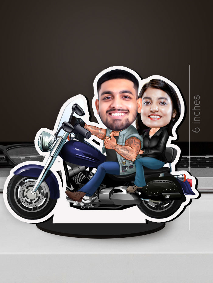 Personalised Cruiser Bike Couple Rider Caricature Photo Stand