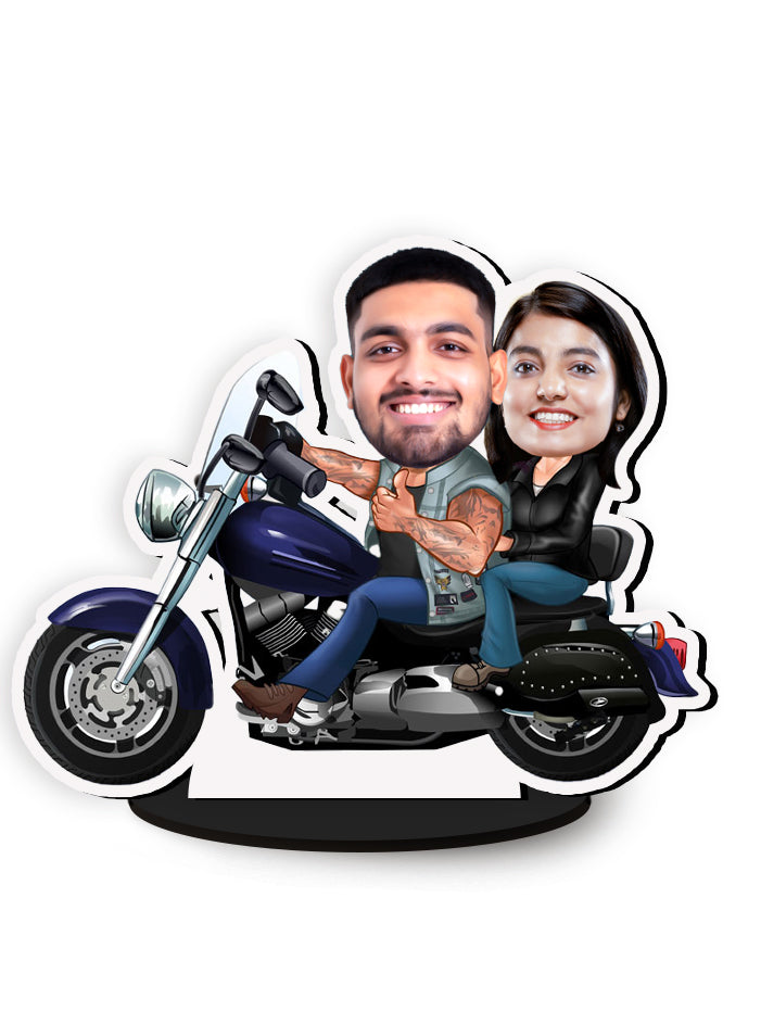 Personalised Cruiser Bike Couple Rider Caricature Photo Stand