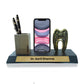 Metal Teeth Desk Organizer with Wooden Base for Dental Surgeons