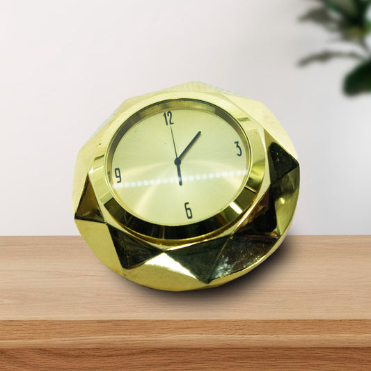 Gold Diamond Paper Weight Desk Clock 3in