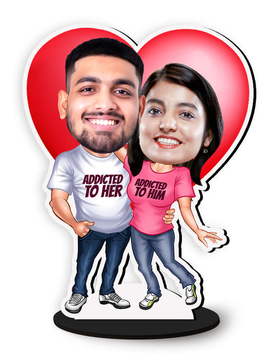 Personalised Happy Couple Caricature Photo Stand