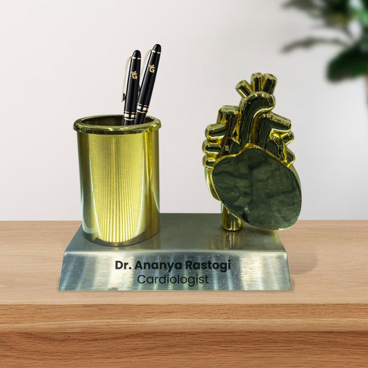 Metal Heart Sculpture Stainless Steel Desk Organizer for Cardiologists