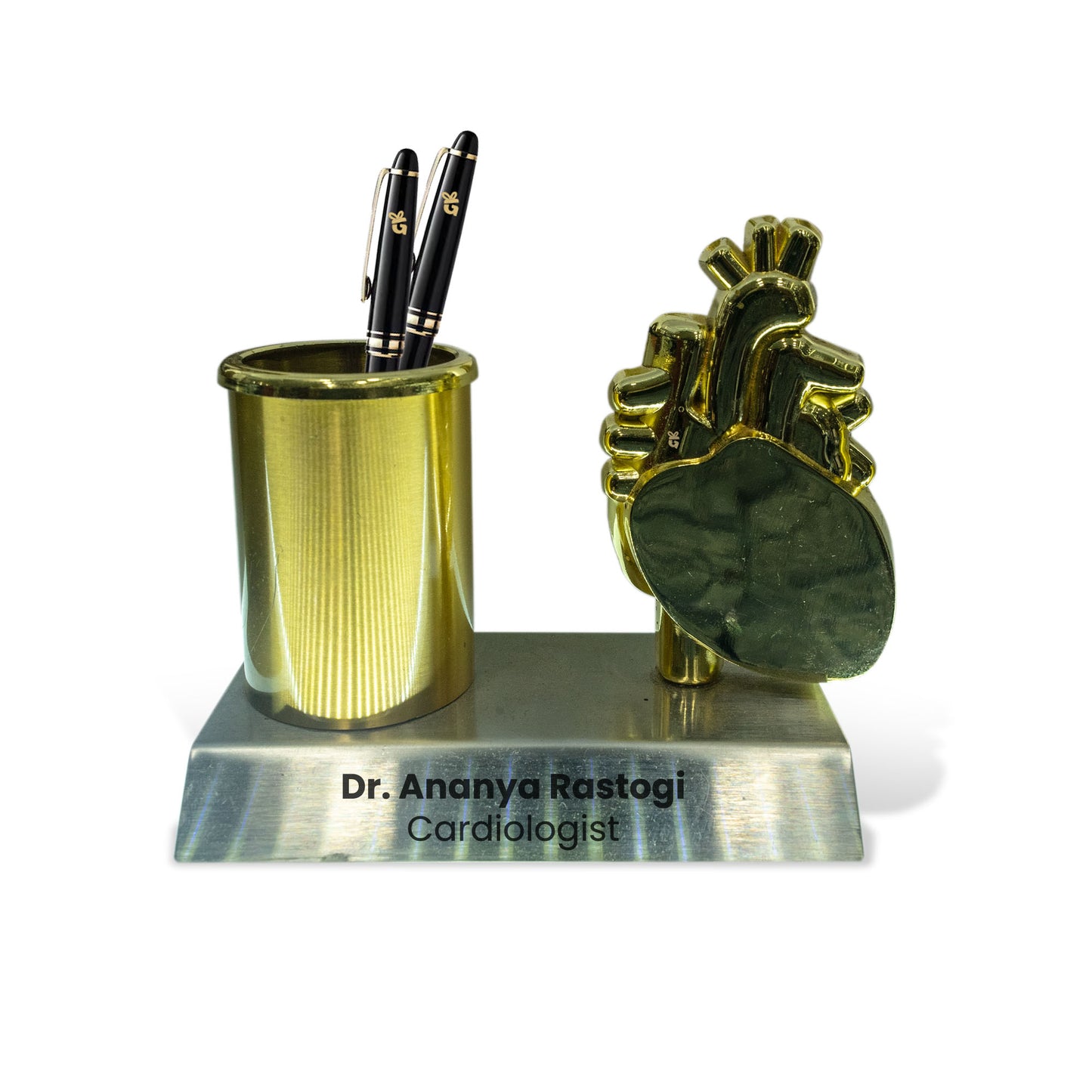 Metal Heart Sculpture Stainless Steel Desk Organizer for Cardiologists