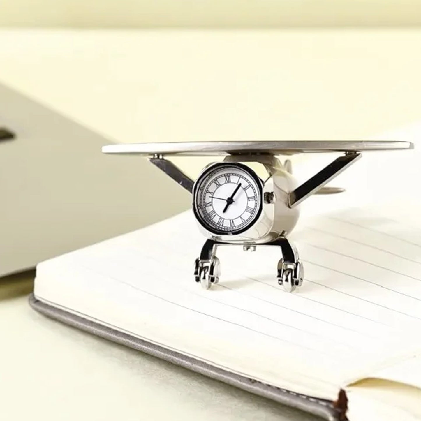 Metal Plane Paper Weight With Clock