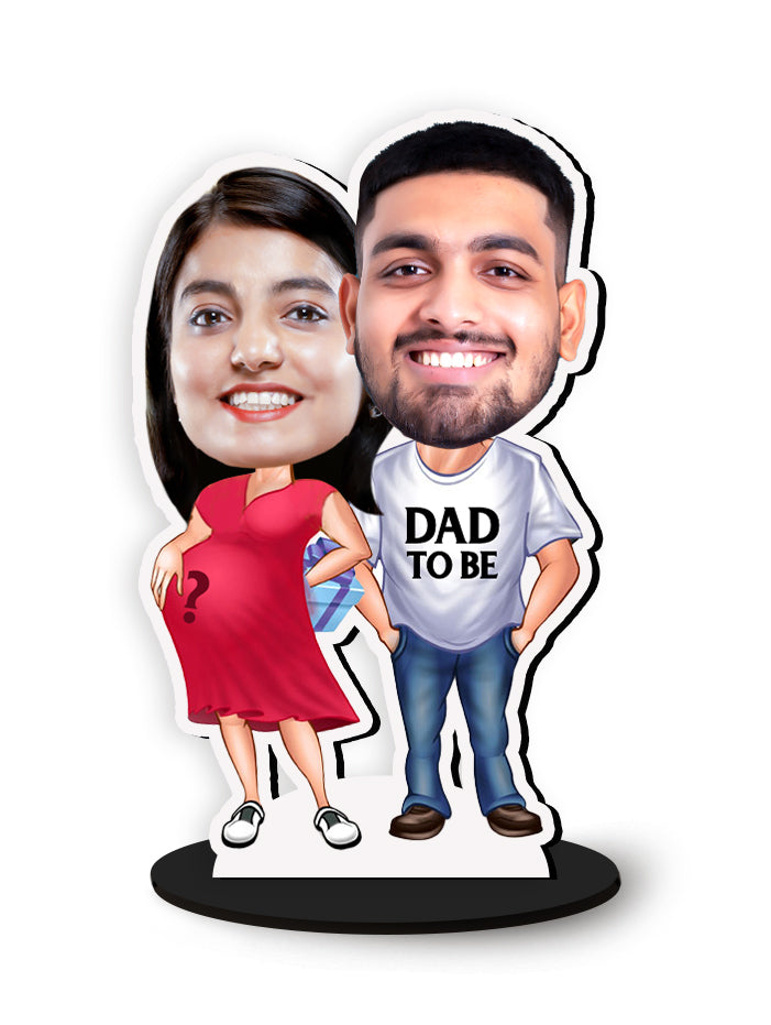 Personalised Preganancy Couple Caricature Photo Stand