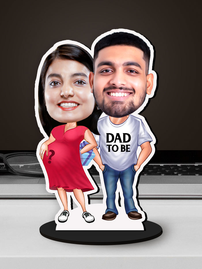 Personalised Preganancy Couple Caricature Photo Stand