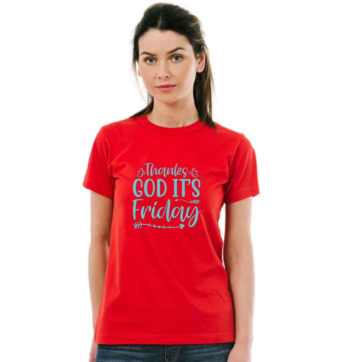 Thanks God Its Friday Pure Cotton Women Round Neck Tshirt