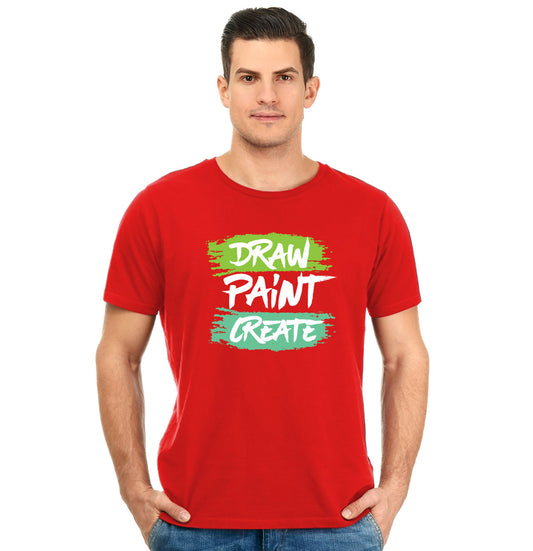 Draw Paint Create Unisex Pure Cotton Round Neck Tshirt For Artist