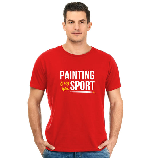 Painting is my new sport Unisex Pure Cotton Round Neck Tshirt For Artist