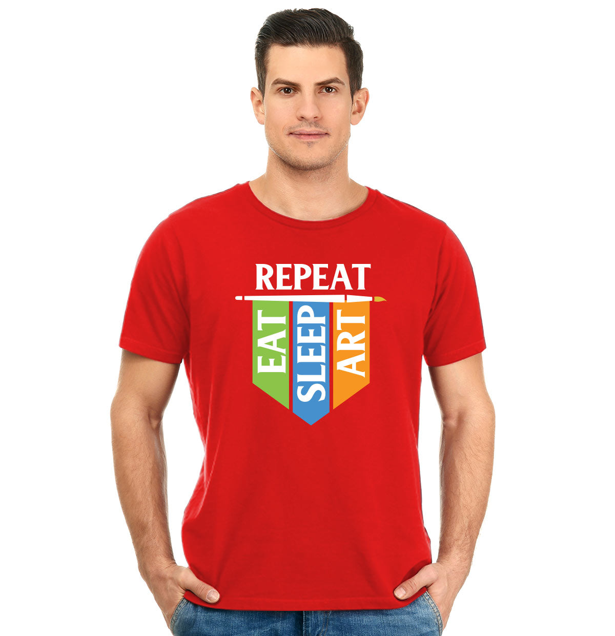 Eat Sleep Art Repeat Unisex Pure Cotton Round Neck Tshirt For Artist