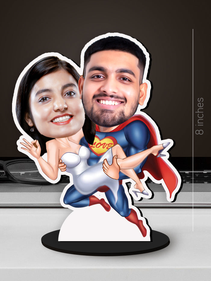 Personalised Super Couple Caricature Photo Stand