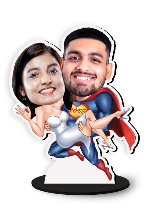 Personalised Super Couple Caricature Photo Stand