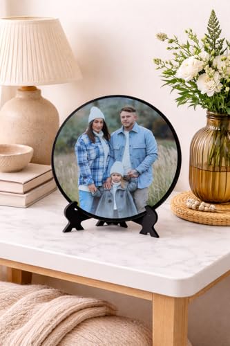 Gifteeng 6-Inch Round Customized MDF Photo Stand | Unique Personalized Gift